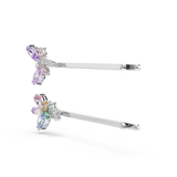 Swarovski Ariana Grande X Swarovski Hair Pin Mixed Cuts Pair of silver hair pins with colorful gemstones on a white background