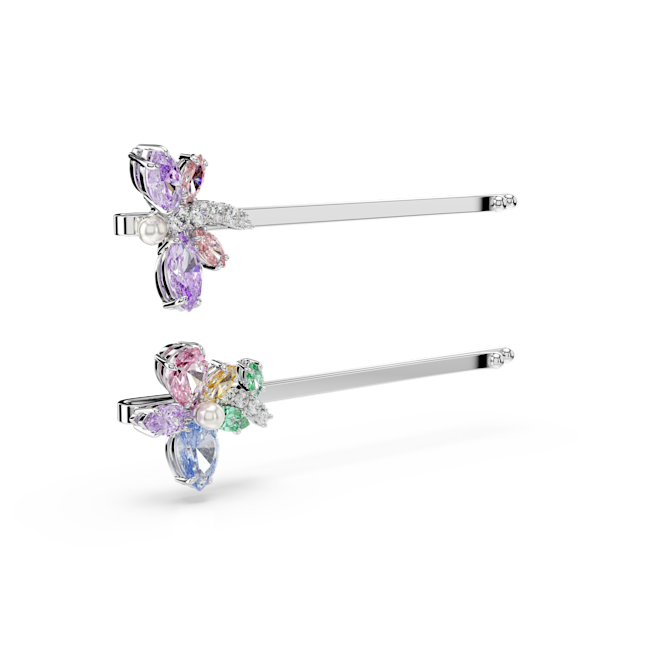 Swarovski Ariana Grande X Swarovski Hair Pin Mixed Cuts Two decorative hair pins with colorful gemstones on a white background