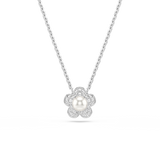 Swarovski Ariana Grande X Swarovski Set Crystal Pearl Round
Silver necklace with a floral pendant featuring a pearl on a white background