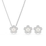 Swarovski Ariana Grande X Swarovski Set Crystal Pearl RoundPearl flower necklace and earrings set 