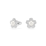 Swarovski Ariana Grande X Swarovski Stud Earrings Crystal Flower-shaped earrings with pearls on a white background