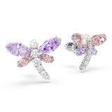 Swarovski Ariana Grande X Swarovski Stud Earrings Mixed Pair of butterfly-shaped earrings with purple and pink gemstones on a white background