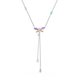 Swarovski Ariana Grande X Swarovski Y Necklace Mixed Cuts Necklace with a dragonfly-shaped pendant featuring colorful gemstones on a white background