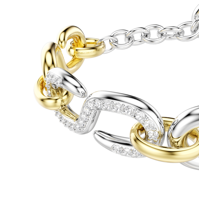Swarovski Dextera Bracelet Round Cut T-Bar White Mixed Bracelet with interlocking gold and silver links 