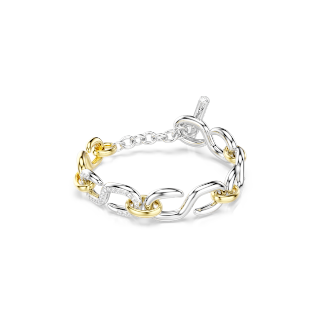 Swarovski Dextera Bracelet Round Cut T-Bar White Mixed Two-tone silver and gold chain bracelet 