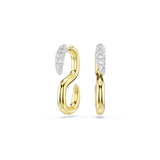 Swarovski Dextera Earrings Round Cut White Mixed Metal Gold hoop earrings with diamond accents on a white background