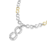 Swarovski Dextera Strandage Round Cut White Mixed Metal Silver Necklace with a heart-shaped charm on a white background