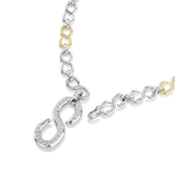 Swarovski Dextera Strandage Round Cut White Mixed Metal Silver Necklace with a unique clasp design on a white background