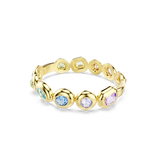 Swarovski Gema Bangle Mixed Cuts Multicolored Gold-Tone Bangle with colorful gemstones on a white background