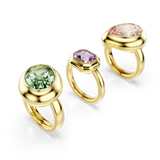 Swarovski Gema Motif Ring Set (3) Multicolored Gold-Tone Three gold rings with colorful gemstones 