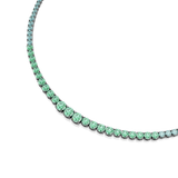 Swarovski Matrix Necklace Gradient Of Round Cuts Necklace with green gemstones on a white background