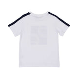 T-shirt only back view of the Aigner Kids boys white logo t-shirt navy bermuda shorts. Now Available Online