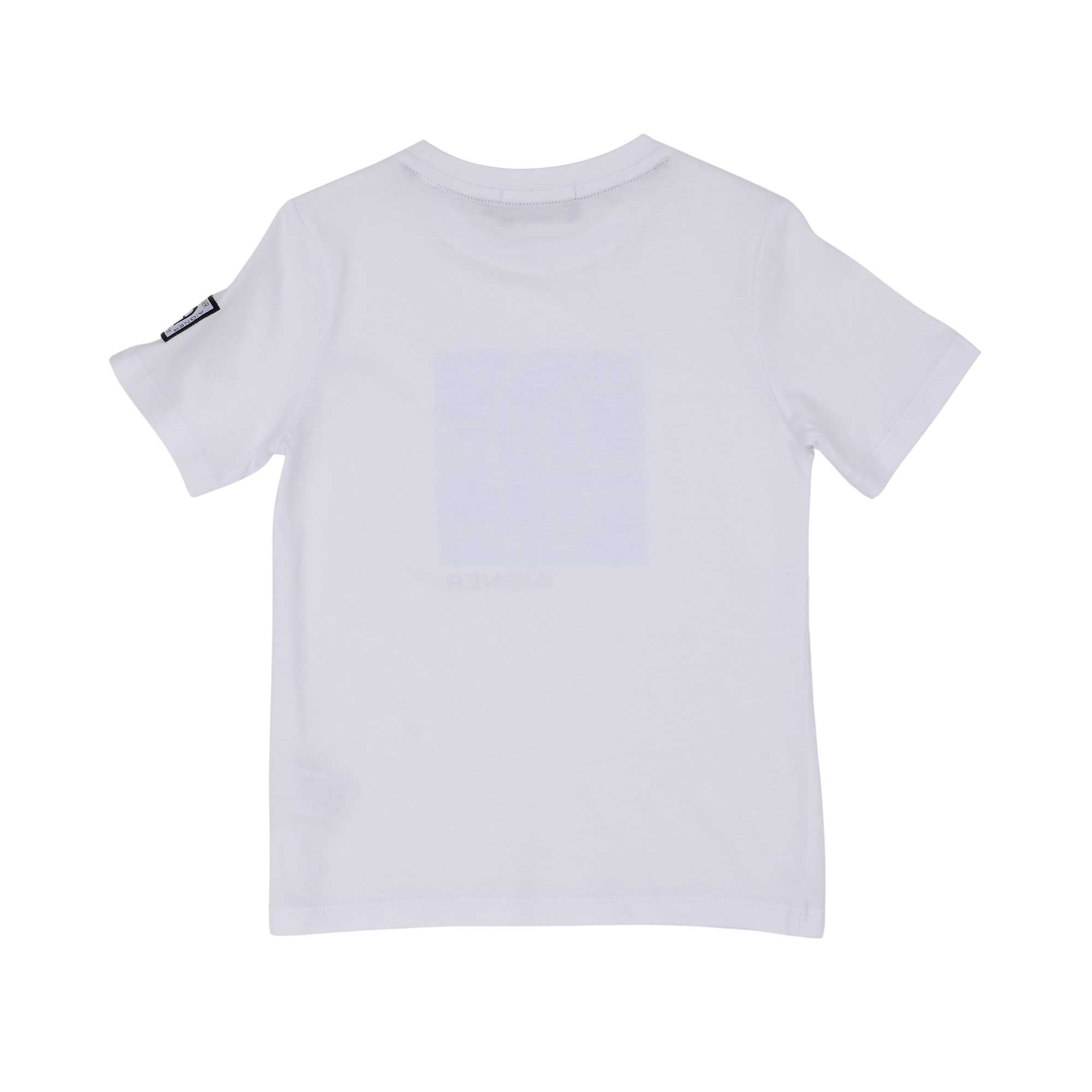 T-shirt only back view of the Aigner Kids boys white t-shirt blue bermuda shorts set cotton outfit Shop the Latest Online