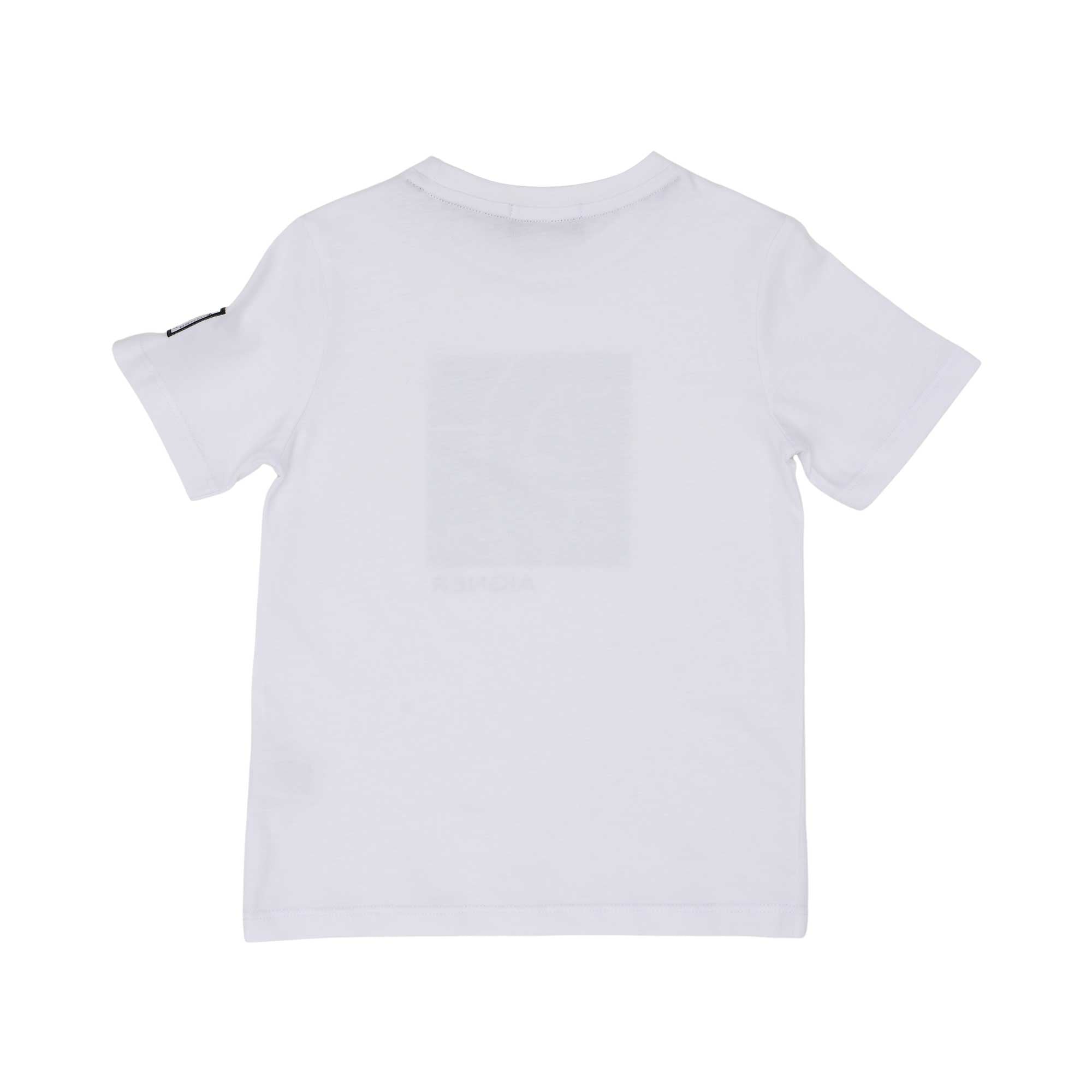 T-shirt only back view of the Aigner Kids boys white t-shirt green bermuda shorts set cotton outfit Shop the Latest Online