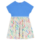 Tommy Hilfiger Kids Girls Blue & Ivory Logo Dress