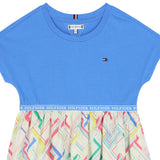 Tommy Hilfiger Kids Girls Blue & Ivory Logo Dress