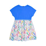 Tommy Hilfiger Kids Girls Blue & Ivory Logo Dress