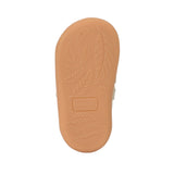 Light brown shoe sole with embossed leaf pattern, 'BAREFOOT' text, and '22' size marking.