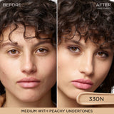 A creamy swatch of light-medium beige concealer with peachy undertones, labeled 330N.