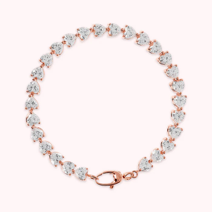 Bronzallure Tennis Bracelet With Cubic Zirconia Hearts 20