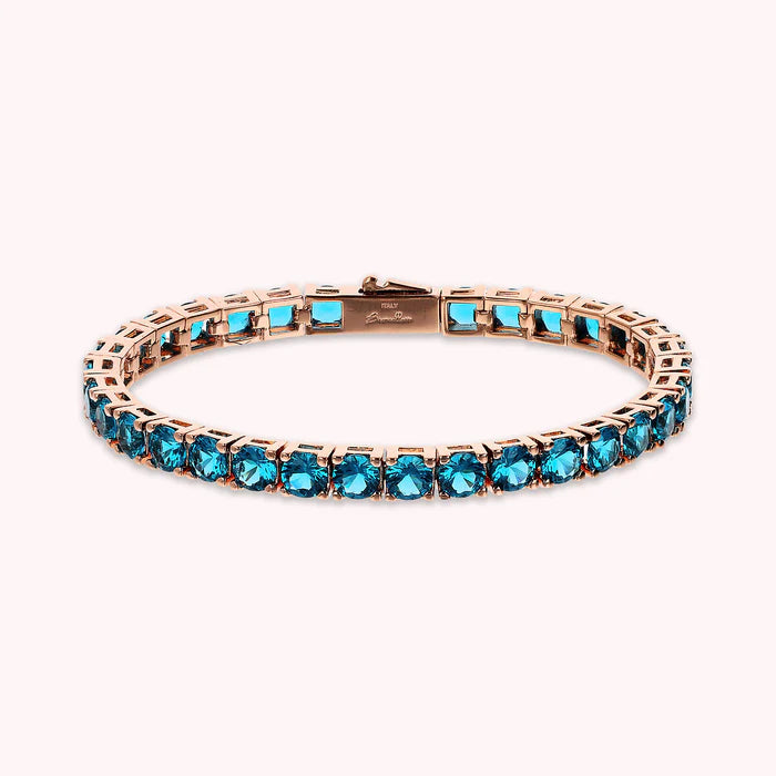 Bronzallure Rigid Two-Tone Tennis Bracelet With Cubic Zirconia Hea