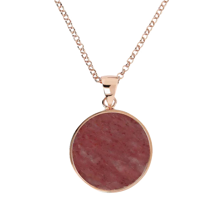 Bronzallure Necklace With Medium Disc In Natural Stone 41