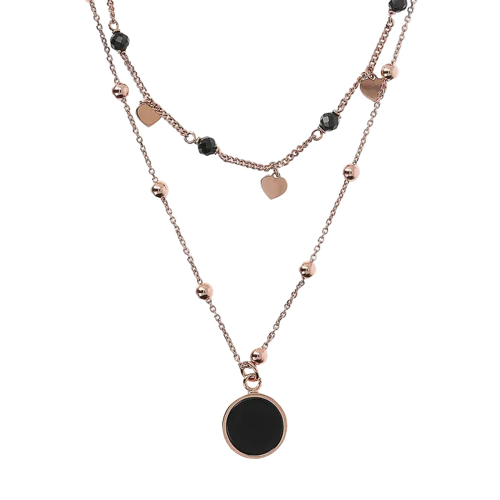 Bronzallure Necklace With Medium Disc In Natural Stone 42