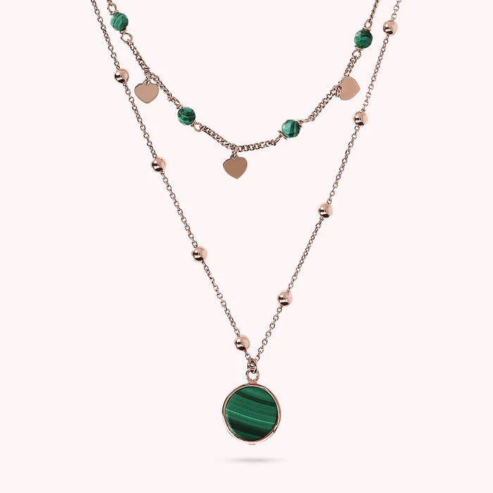 Bronzallure Necklace With Medium Disc In Natural Stone 42
