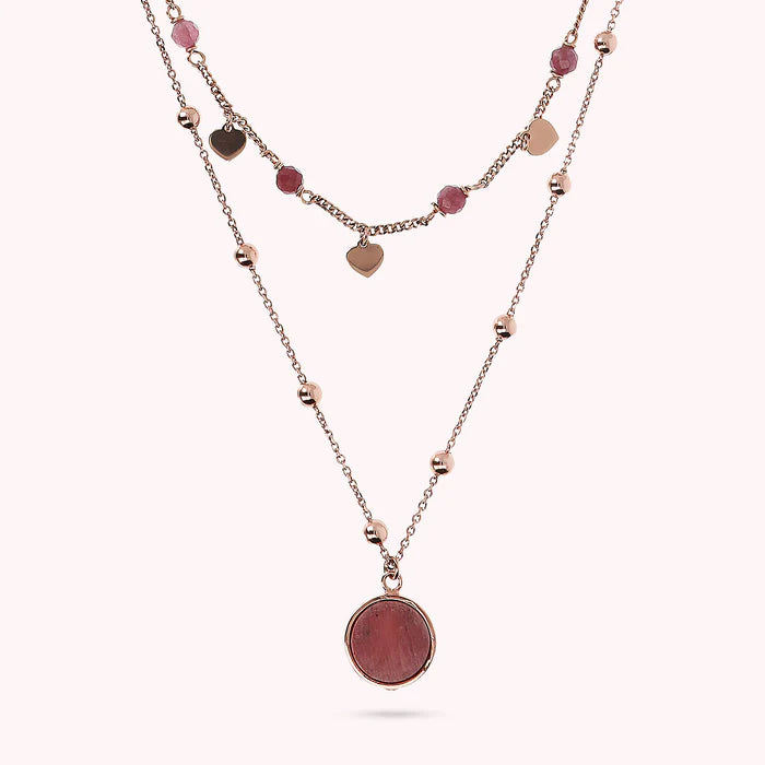 Bronzallure Necklace With Medium Disc In Natural Stone 42