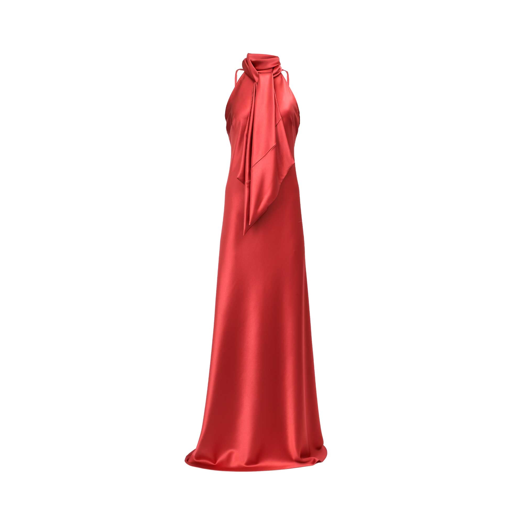 Talbot Runhof Women's Halter Tied-Scarf Satin Gown