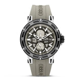 Cerruti 1881 Velletri Gents Brushed Smoked Transparent Dial Grey Silicon Strap Watch