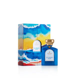 The Gate Fragrances Le Grand Bleu Extrait de Parfum blue glass bottle with gold cap and white label.