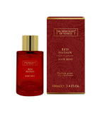 The Merchant Of Venice Red Potion Hair Mist - 100ml Red Potion hair mist bottle and packaging with gold accents on a white background