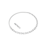 A three-quarter perspective studio layout of the Swarovski Matrix necklace, showcasing its flexible articulation and the clean transition from the white crystal row into the polished silver-tone links.