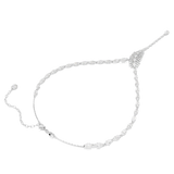 A three-quarter perspective studio view of the Swarovski Vienna necklace, displaying how the fluid marquise-cut collar connects beautifully to the layered feather focal point and dangling drop.