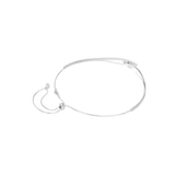 A three-quarter perspective studio view of the Swarovski Matrix necklace, illustrating the dimensional layering at the crossover intersection and the individual prong settings holding the round crystals.