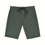 Front studio flat-lay shot of Tombolini TMB Running shorts in a dark green shade, featuring a drawstring elasticated waist with a central button.