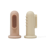 Mushie Kids Silicone Finger Toothbrushes - Blush/Shifting Sand | Gentle Oral Care for Babies