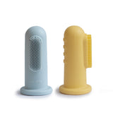 Mushie Kids Silicone Finger Toothbrushes - Powder Blue / Pale Daffodil | Gentle Oral Care for Babies