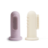 Mushie Kids Silicone Finger Toothbrushes - Lilac / Ivory | Gentle Oral Care for Babies