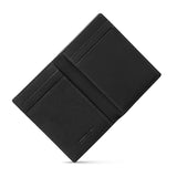 Top angle shot of the Cerruti 1881 leather card holder, showing the open central compartment sleeve for cash storage.