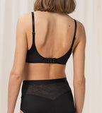Triumph Airy Sensation black padded bra model back view, showing breathable mesh wings and adjustable straps. Shop the latest Online.