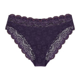 Triumph Amourette 300 tai panty in Blackcurrant Juice purple product-only view, with floral stretch lace. Available Now at Blue Salon Qatar