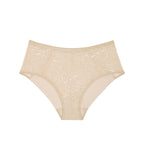 Triumph Amourette Charm maxi panties in light beige product-only view, showing the high-waist lace front and smooth microfiber back. Order Online Today