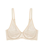 Triumph Amourette Charm wired bra in light beige product-only view, showing the floral lace cups and supportive underwired construction. Available Now Online