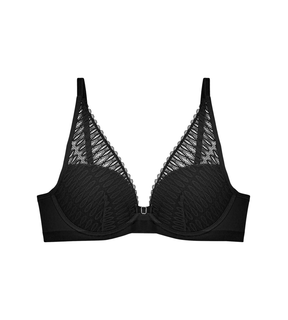Triumph Aura Spotlight black wired padded bra product-only view, showcasing the lace-covered cups and supportive underwire.