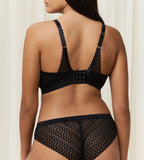 Triumph Aura Spotlight non-wired bra in black model back view, highlighting the adjustable straps and the comfortable wireless design. Find Now Online