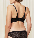 Triumph Aura Spotlight non-wired bra in black third model back view, highlighting the adjustable straps and the comfortable wireless design. Find Now Online