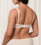 Triumph Aura Spotlight wired padded bra in light beige second model back view, showing adjustable straps. Available Online