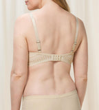 Triumph Aura Spotlight wired padded bra in light beige third model back view, showing adjustable straps. Available Online